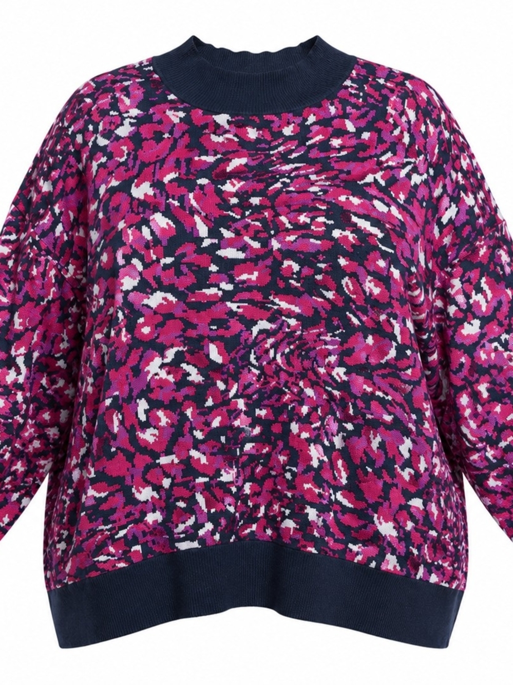 ELOQUII | Boxy Pink Purple Abstract Print Oversized Sweater Mock Neck | 22/24‎